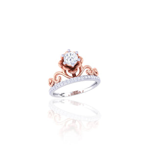 925 Silver Floral Crown CZ Rose Gold Women’s Ring

