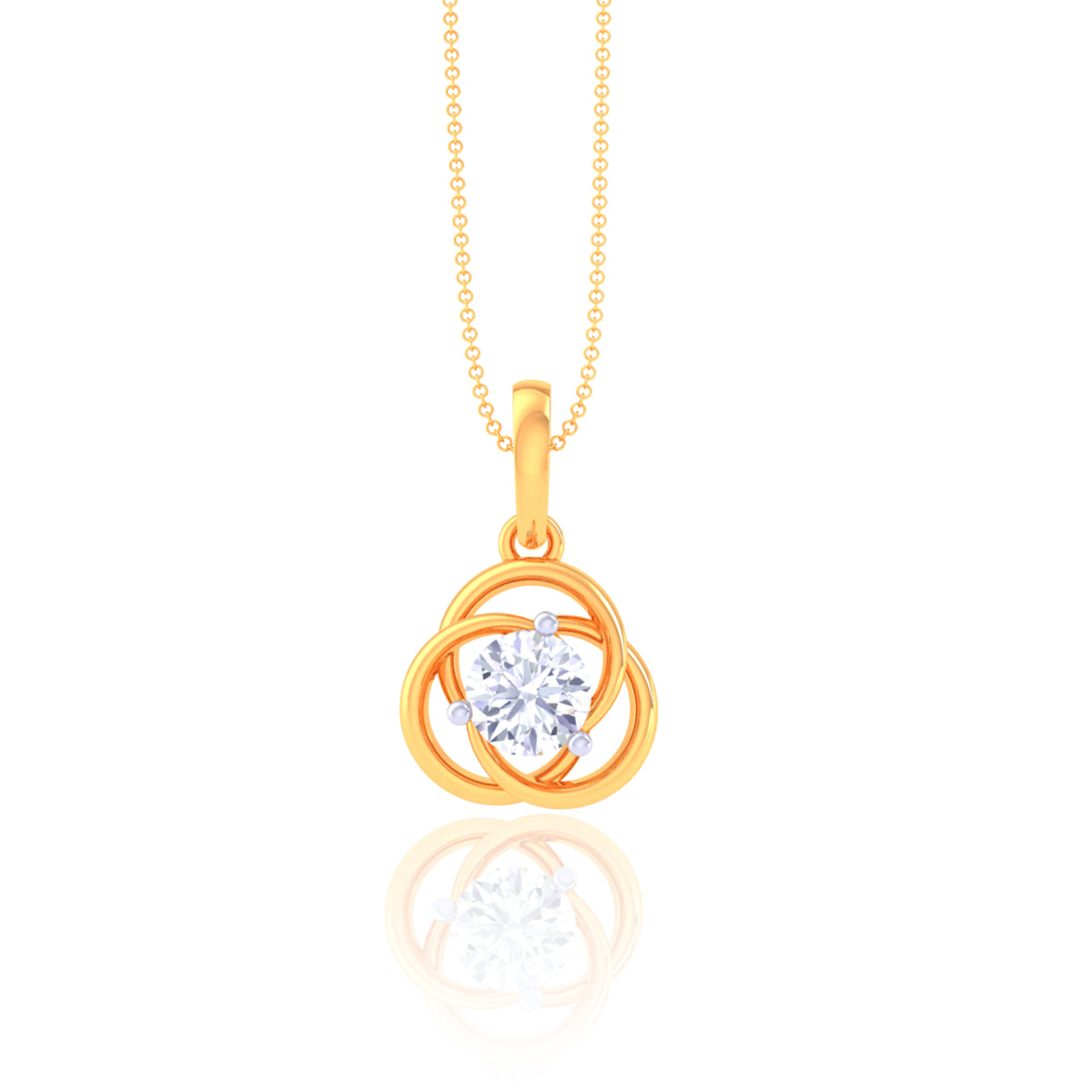 925 Silver Flower Solitaire Pendant & Chain for Women