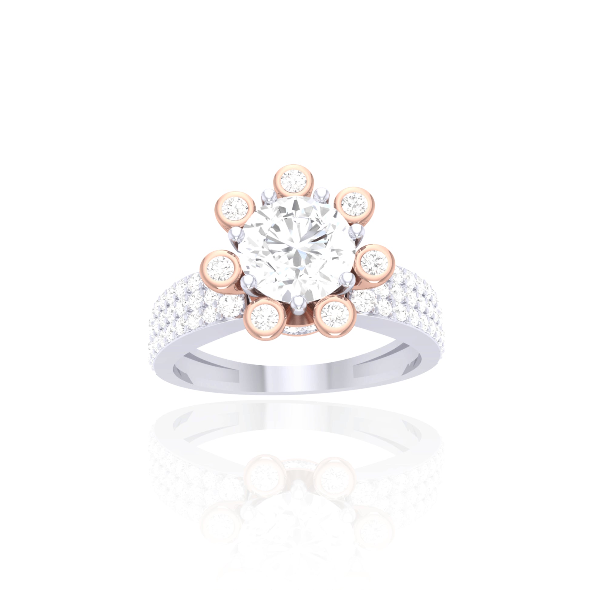 925 Silver Two-Tone Solitaire Ring for Women