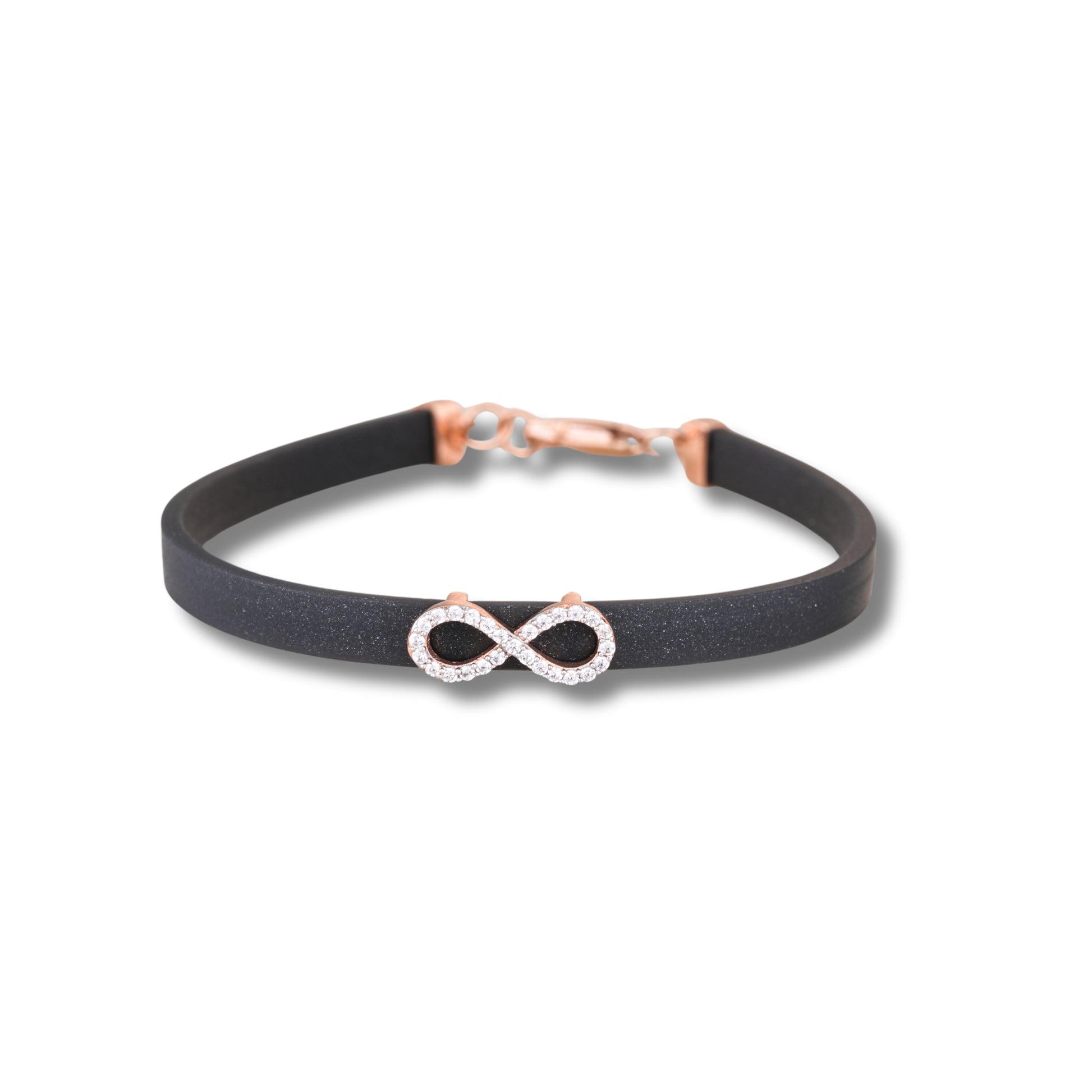 925 Silver Infinity Design Rose Gold Pleating Women's Silicon Bracelet