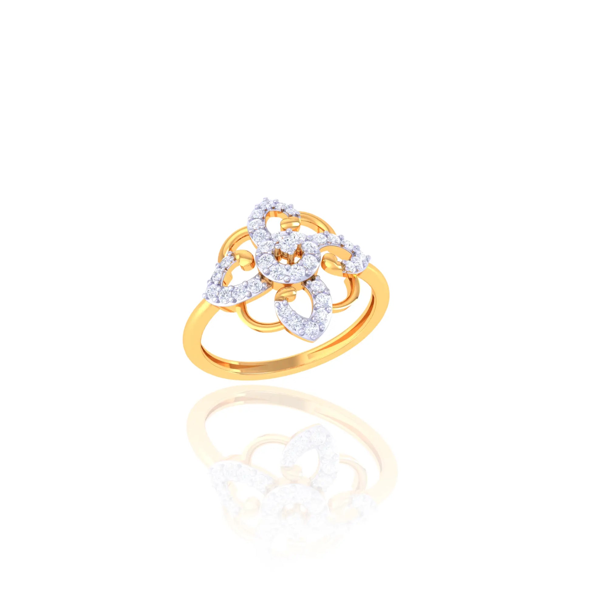 Sterling Silver Floral Design Ring with CZ Stones