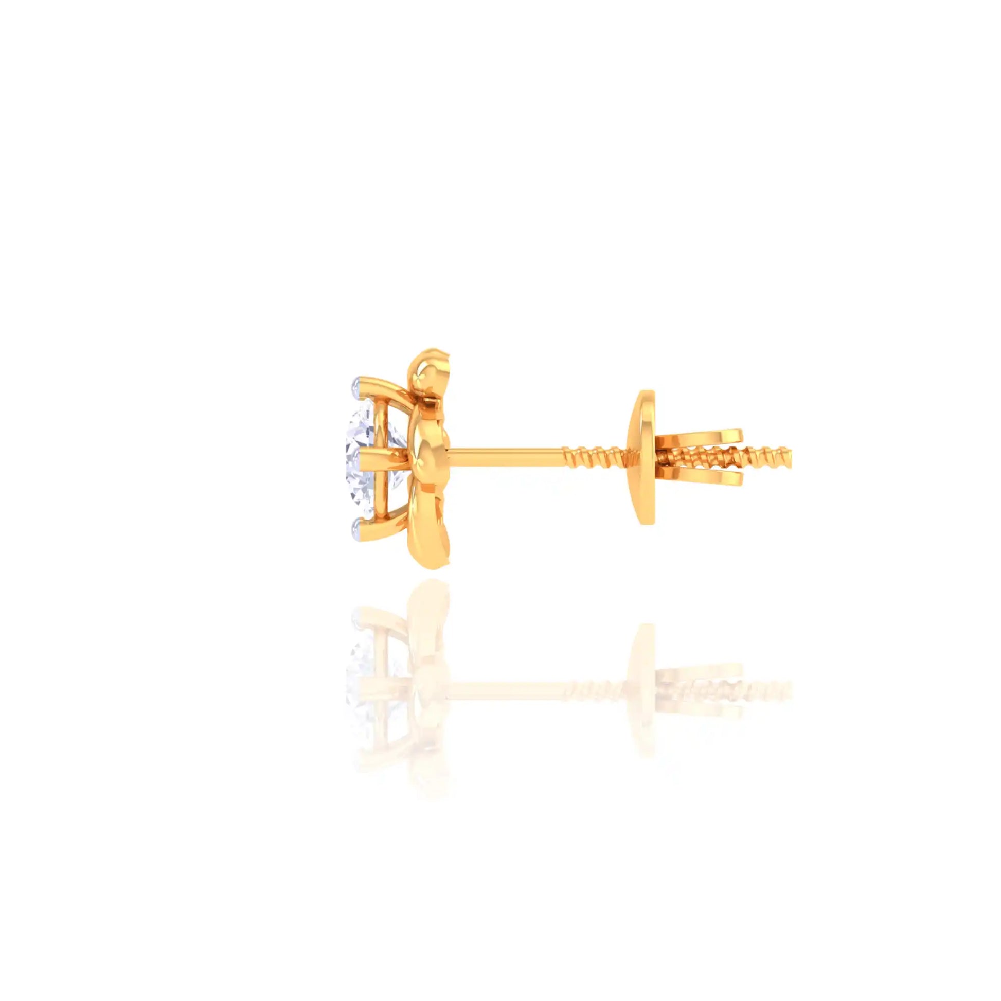 Golden Diamond Stud Earrings - Elegant Spiral Design