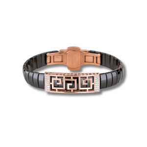 Orynio 925 Silver Rose Gold Plated Square Design Men's Ceramic Bracelet 92.5 silver jewellery