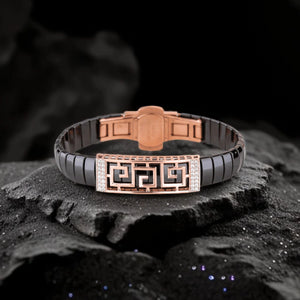 Orynio 925 Silver Rose Gold Plated Square Design Men's Ceramic Bracelet 92.5 silver jewellery