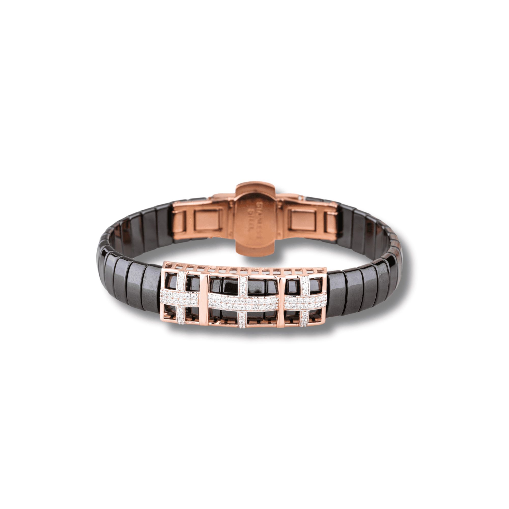 925 Silver Simple Design Rose Gold Pleating Men's Ceramic Bracelet – Timeless Elegance