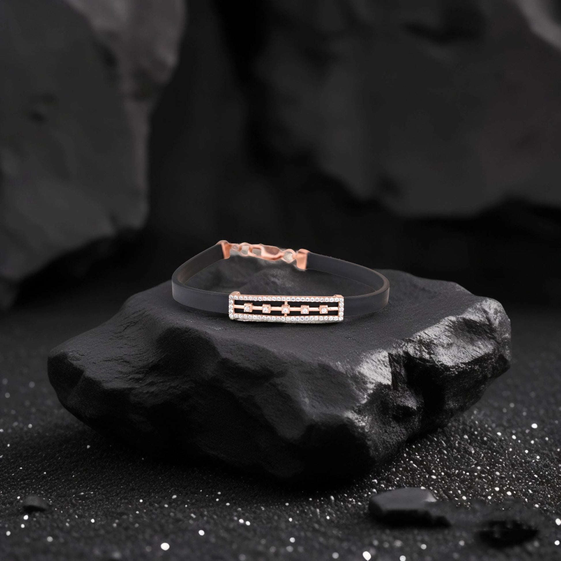 925 Silver Unique Design Rose Gold Pleating Women's Silicon Bracelet
