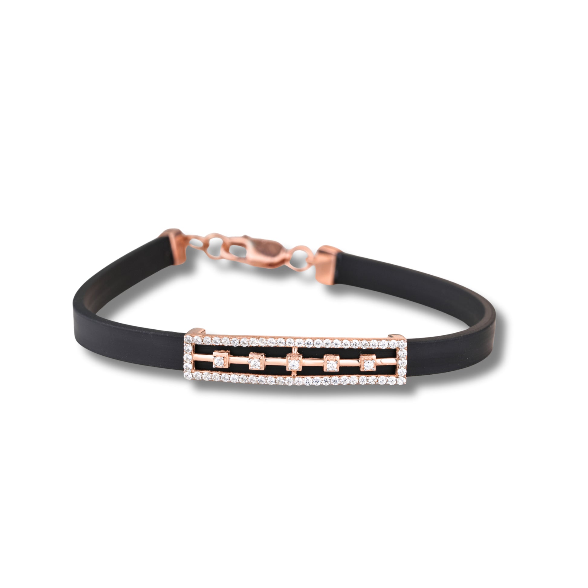 925 Silver Unique Design Rose Gold Pleating Women's Silicon Bracelet