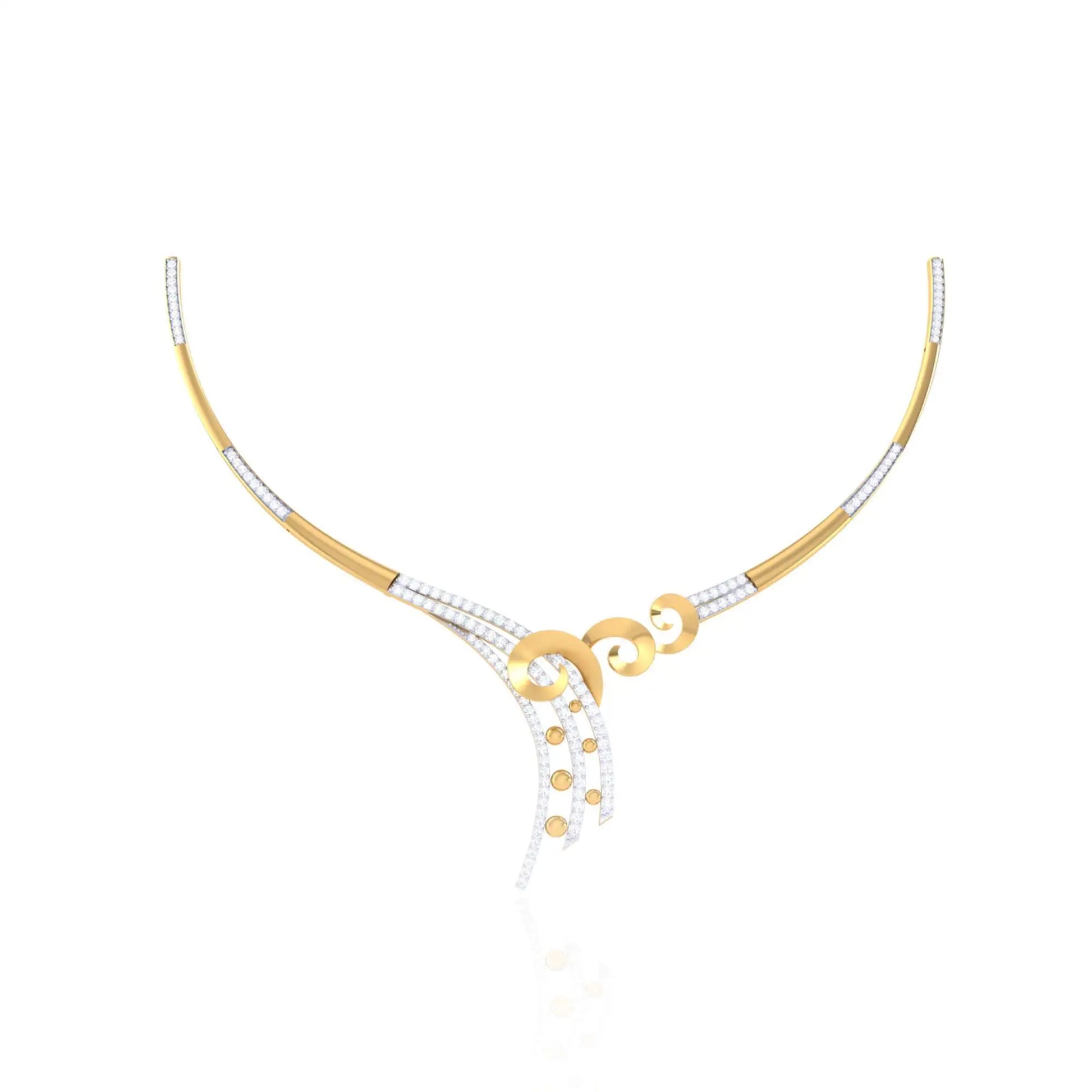 925 Silver Rose Gold Necklace for Women with Diamond Accents
