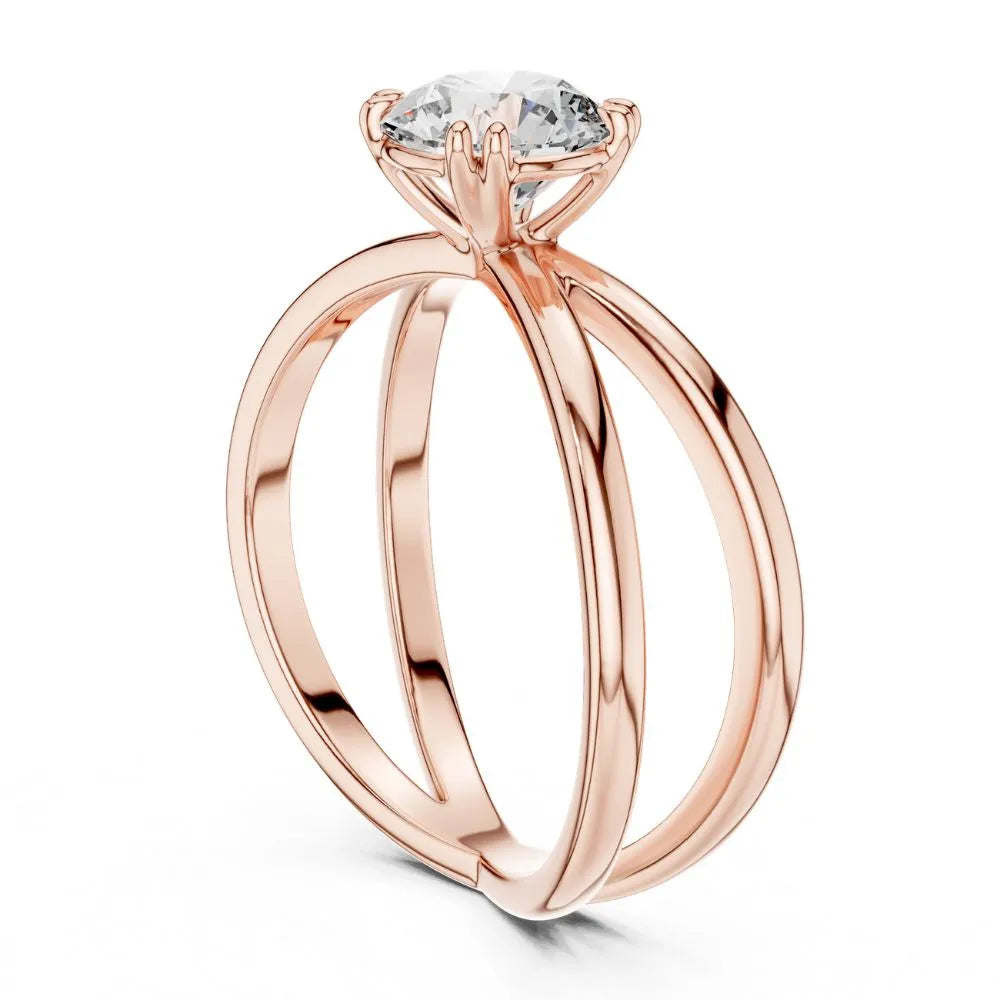 Criss Cross Solitaire Ring in 925 Sterling Silver | ORYNIO