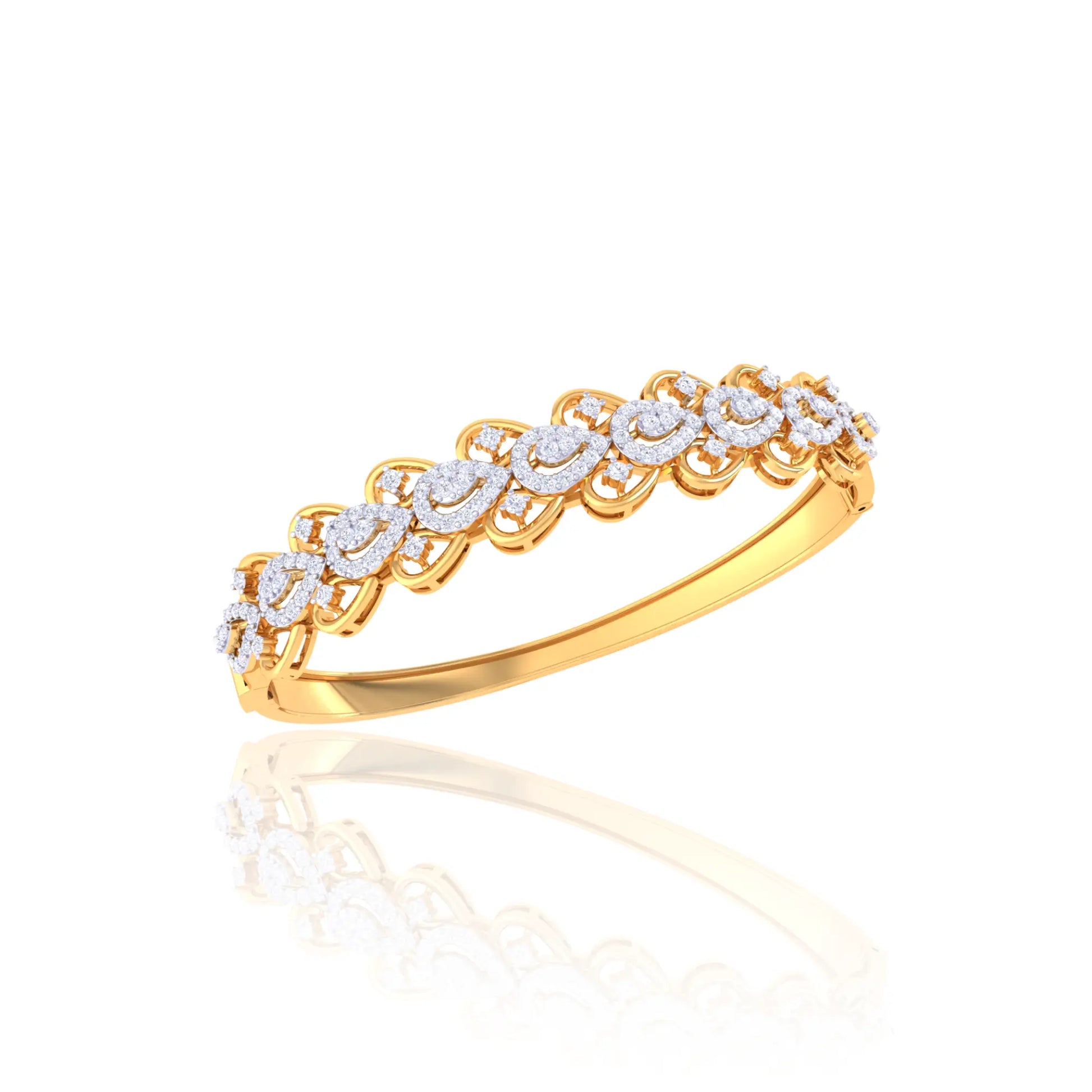 Rose Gold Teardrop Diamond Design Bangle for Women

