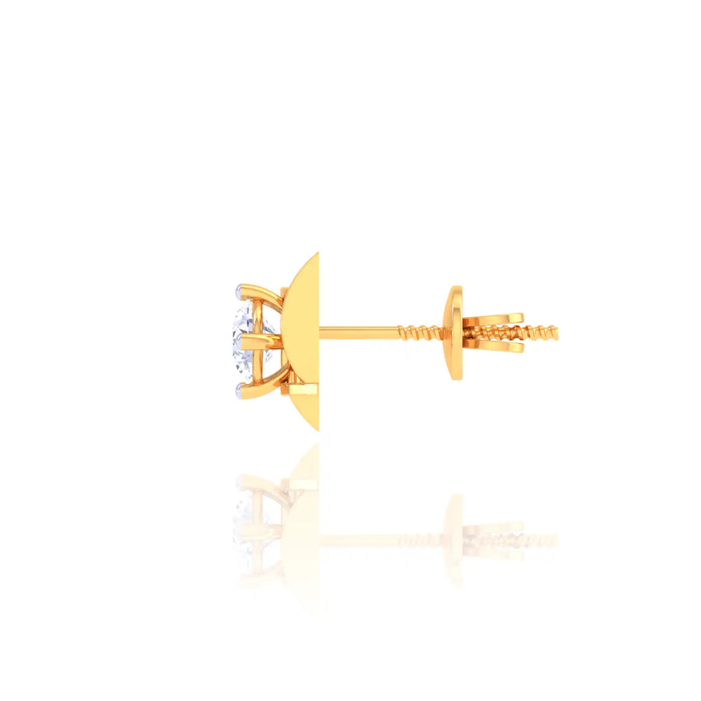 Contemporary Golden Diamond Stud Earrings - Unique Grid Design