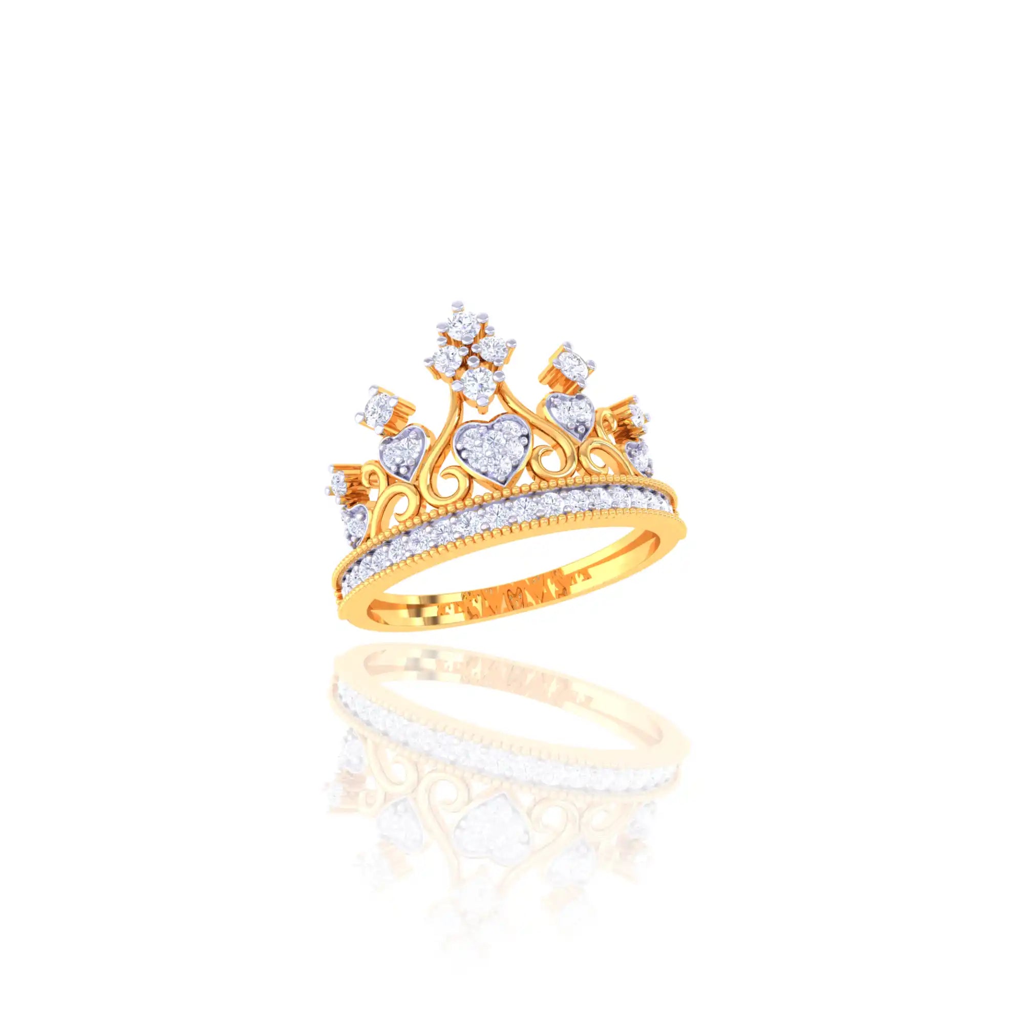 92.5 Sterling Silver Heart Crown Ring 