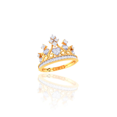 92.5 Sterling Silver Heart Crown Ring 