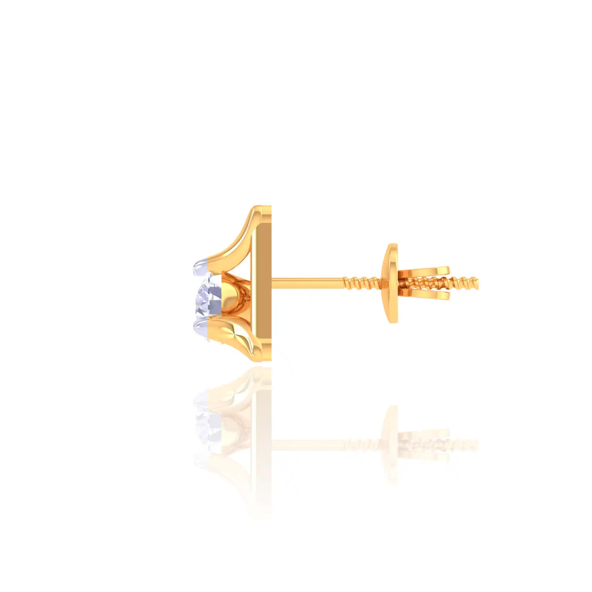 Geometric Golden Diamond Stud Earrings - Triangular Design