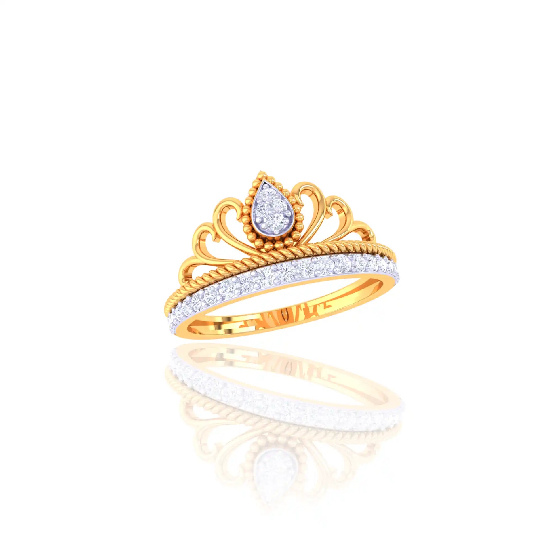 92.5 Sterling Silver Teardrop Crown Ring