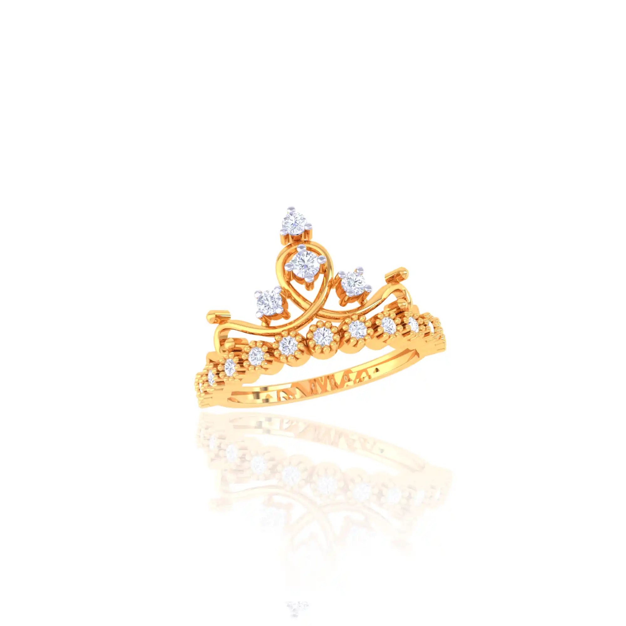 92.5 Sterling Silver Elegant Heart Crown Ring