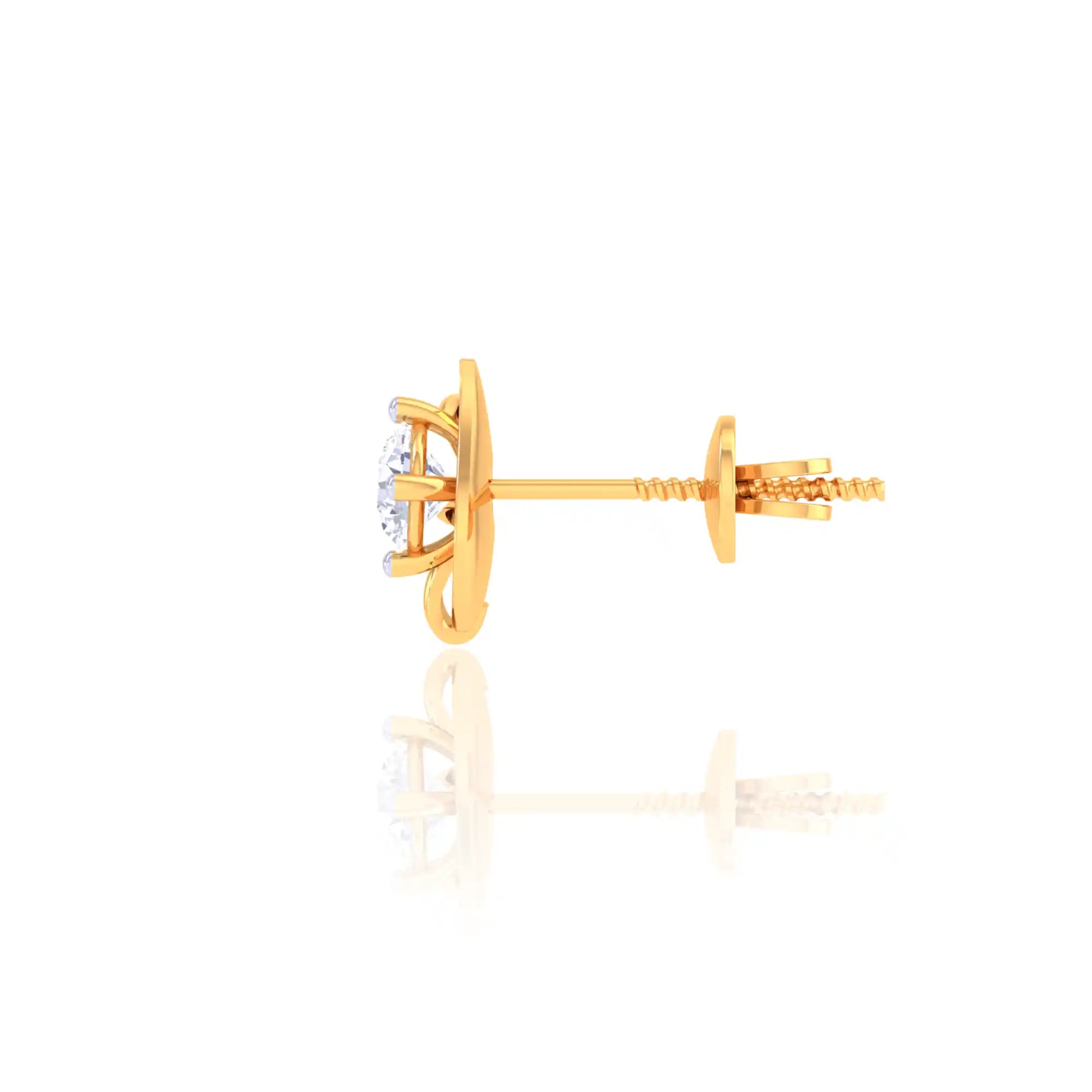 Elegant Golden Diamond Stud Earrings - Teardrop Design