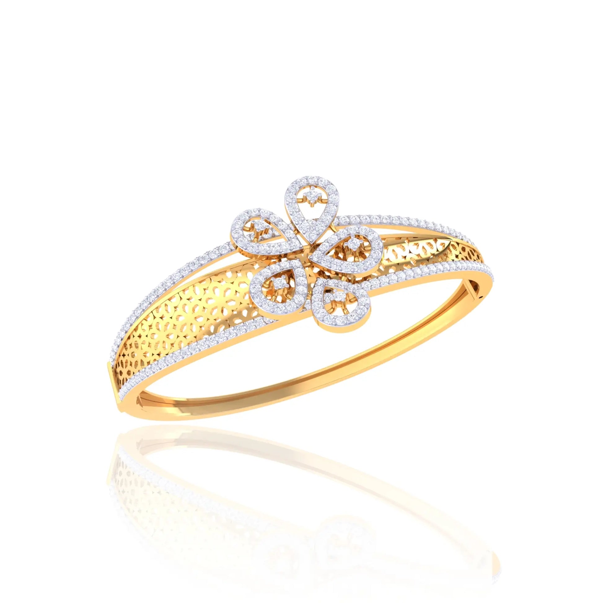  925 Silver Floral Cutwork Design Rose Gold Women’s Cuff Bracelet