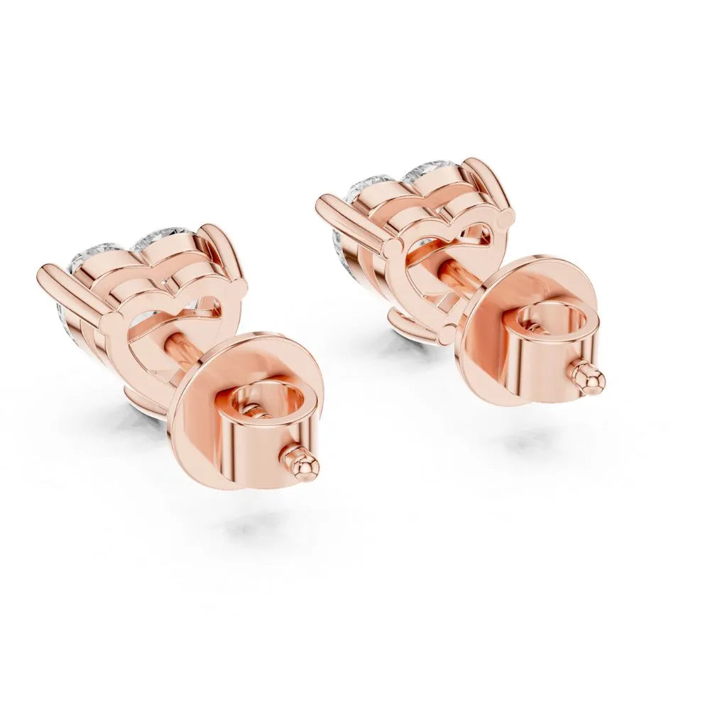 ORYNIO Heart Cut Solitaire Stud Earrings in 925 Sterling Silver