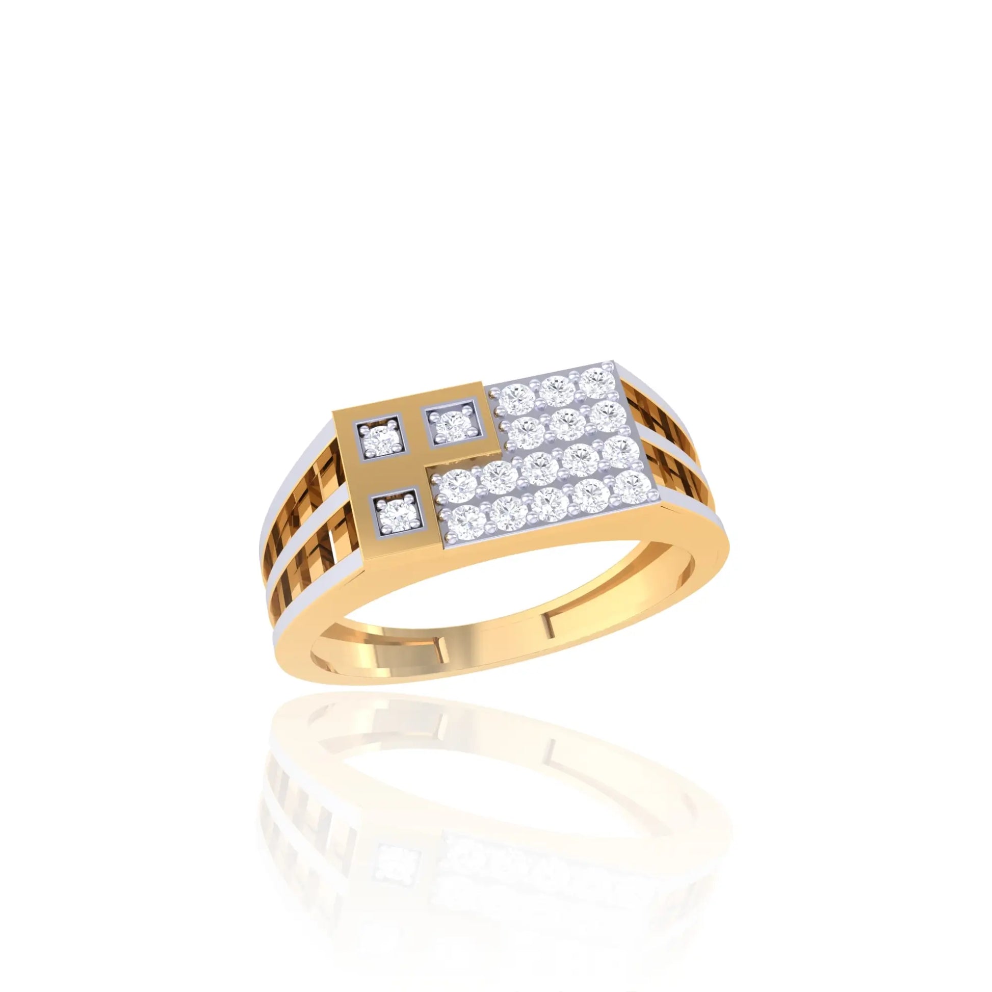 92.5 Silver Men's Ring with Rose Gold Finish and Diamond-Like Accents