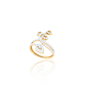 925 Silver OM & Heart Design CZ Rose Gold Women’s Ring