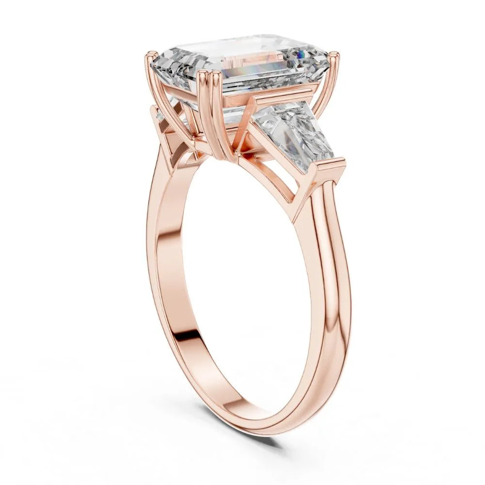 Orynio ORYNIO Regal Emerald Three-Stone Engagement Ring in 925 Sterling Silver 92.5 silver jewellery