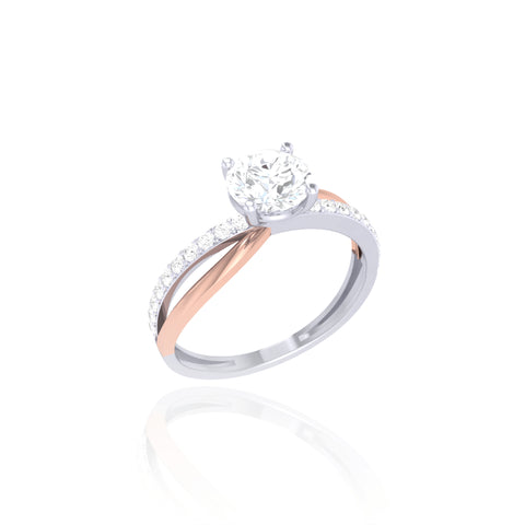 925 Silver Two-Tone Solitaire Ring for Women