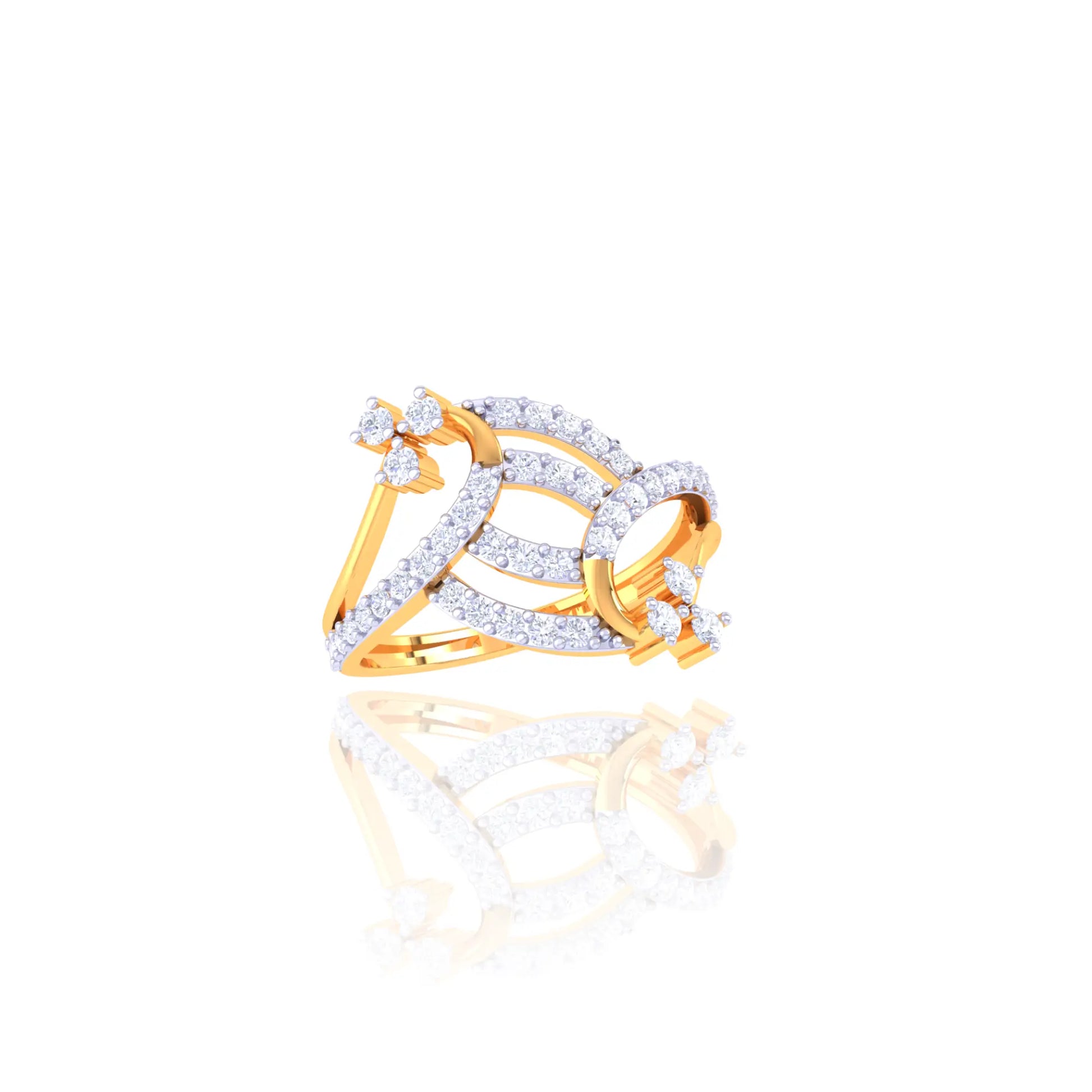 92.5 Sterling Silver Sparkling Flower Ring with CZ Stones