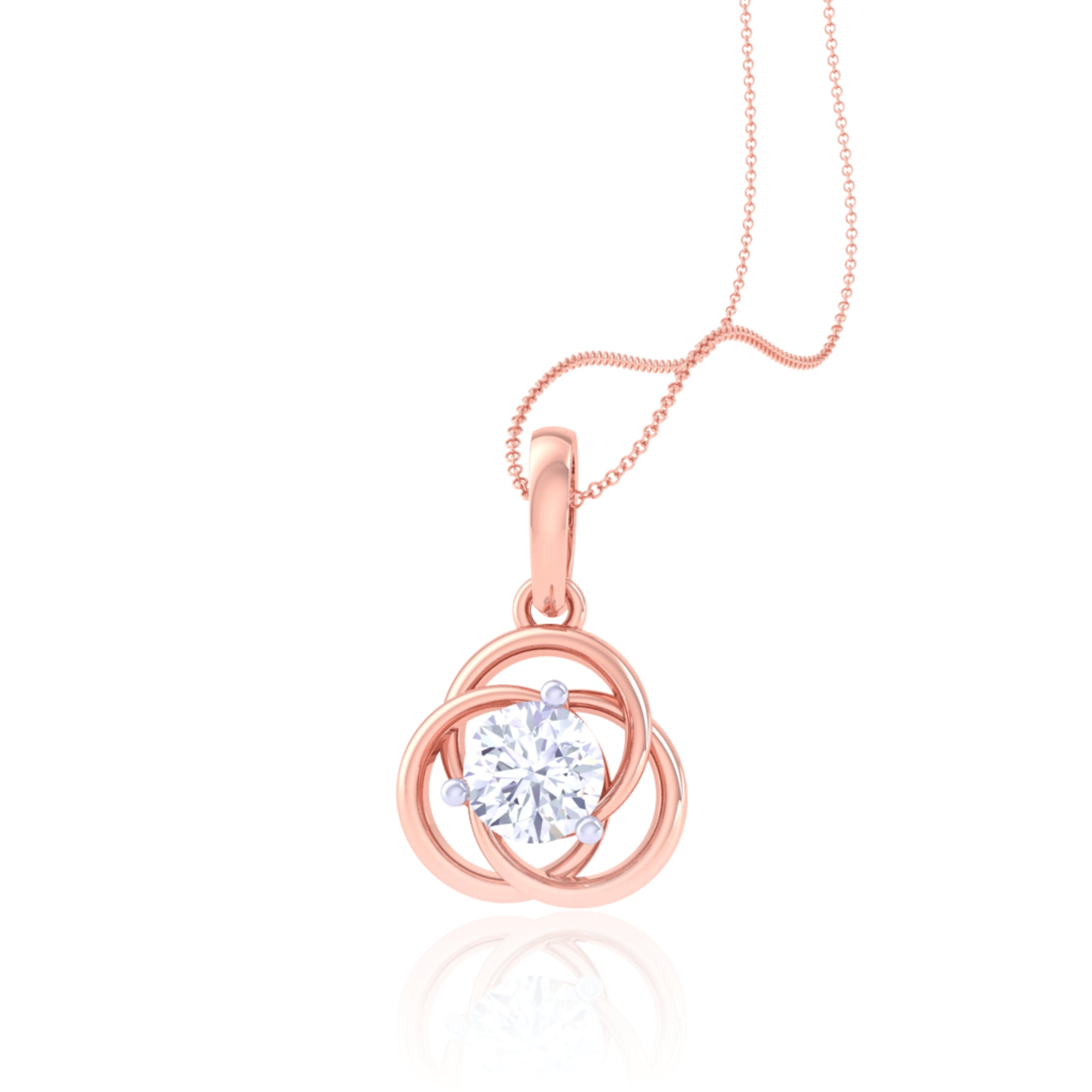 925 Silver Flower Solitaire Pendant & Chain for Women