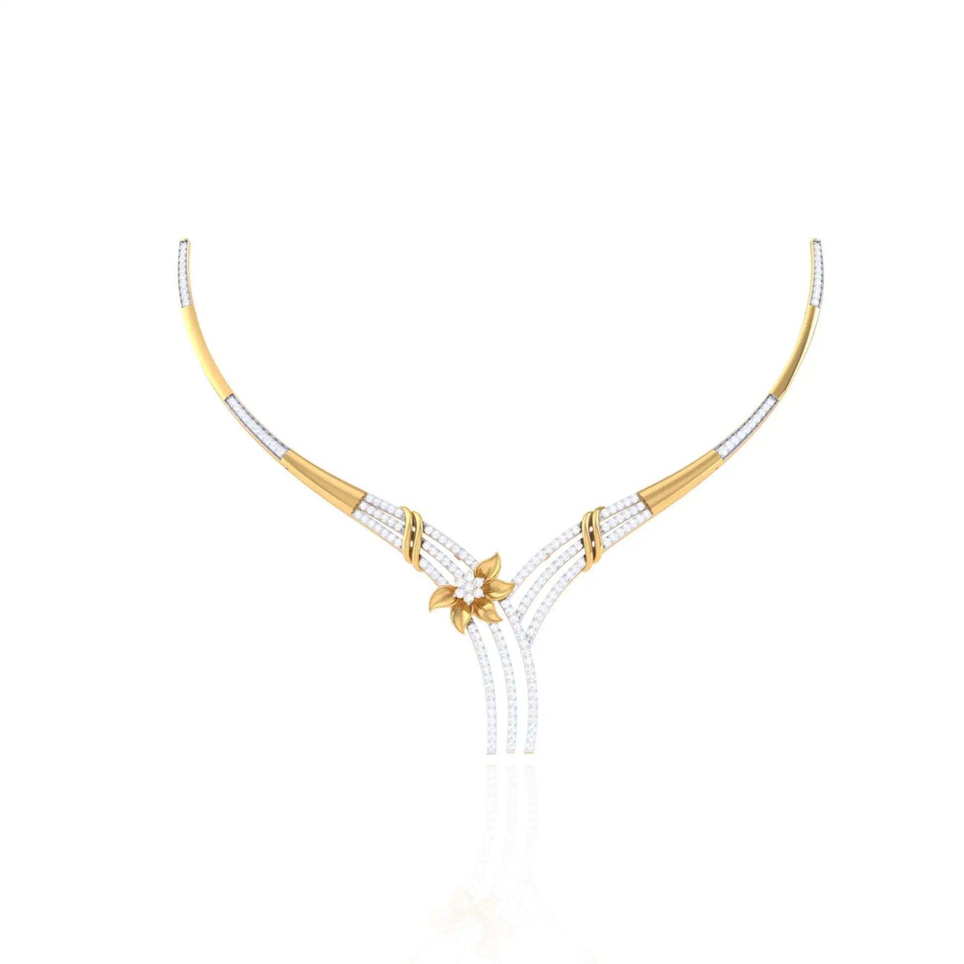 925 Silver Rose Gold Necklace with Floral Diamond Design for Women