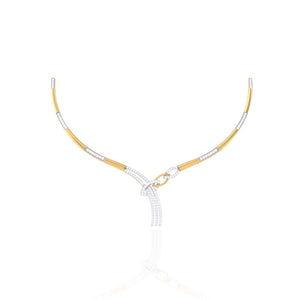 925 Silver Rose Gold Necklace with Diamond Link Design for Women
