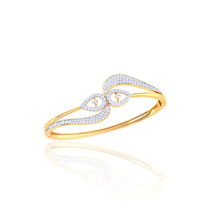 925 Silver Dual Teardrop Diamond Rose Gold Women's Cuff Bracelet