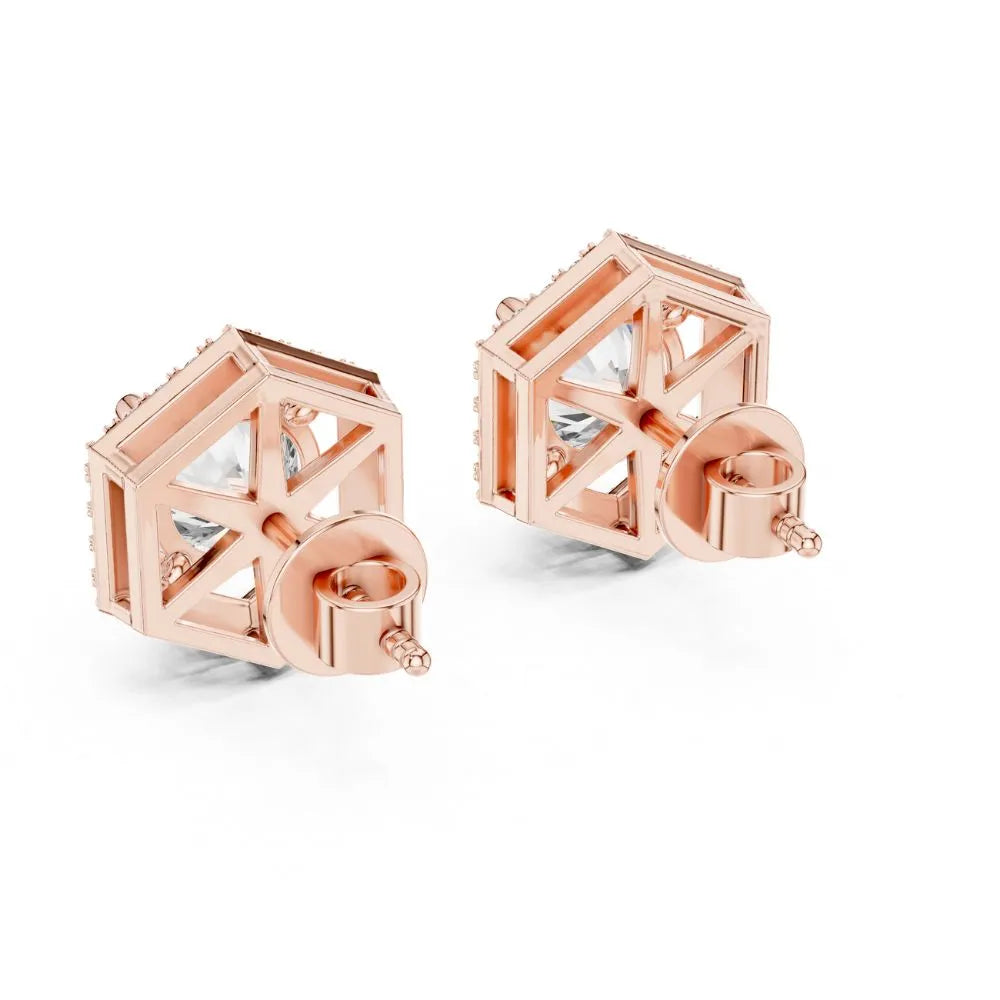 ORYNIO Chevron Shield Solitaire Stud Earrings in 925 Sterling Silver