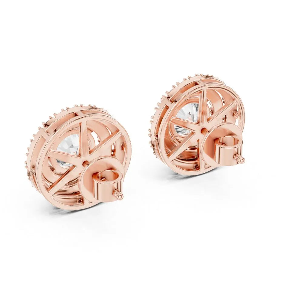ORYNIO Double Halo Round Solitaire Stud Earrings in 925 Sterling Silver