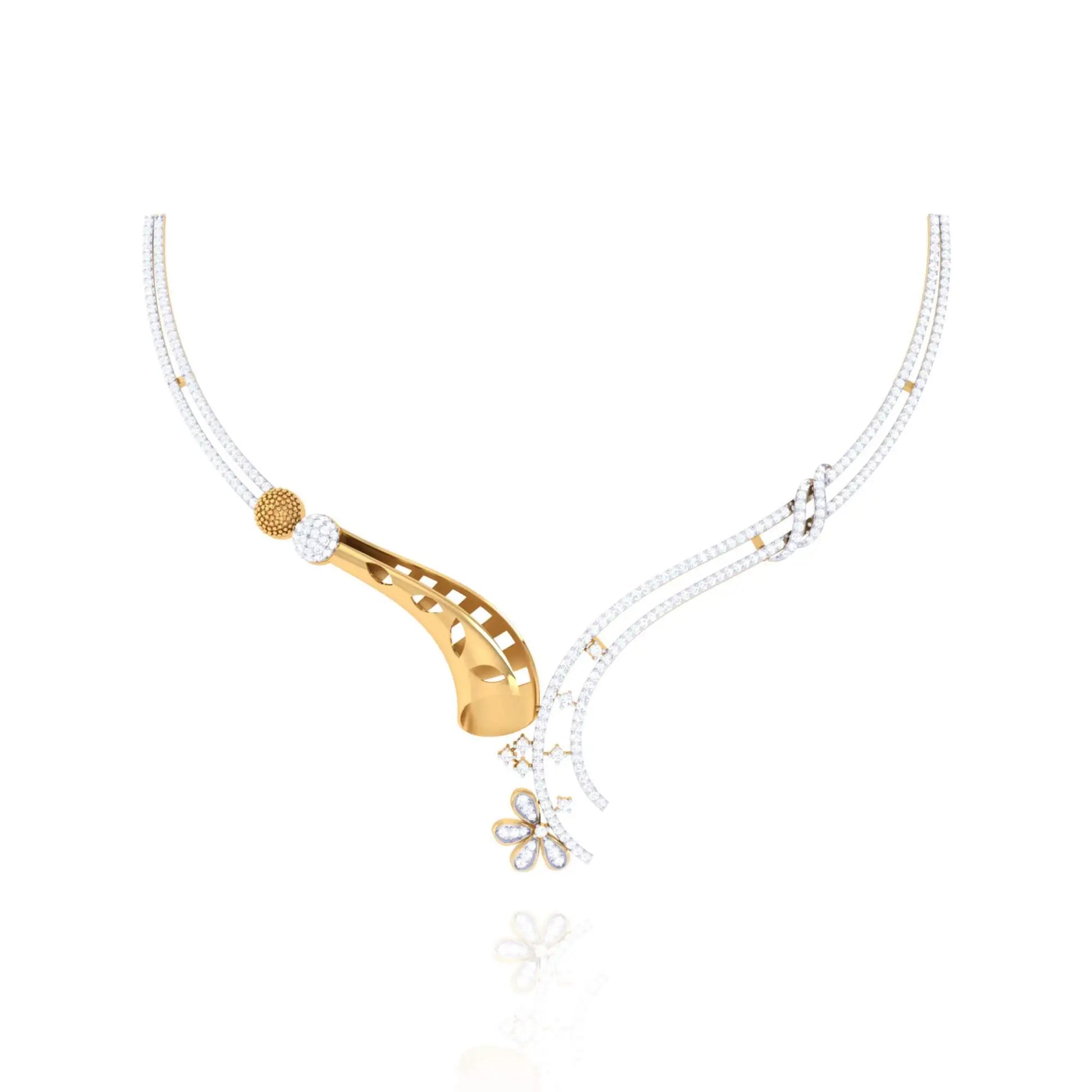 Exquisite 92.5 Silver Women's Necklace with Rose Gold & Diamond-like Accents