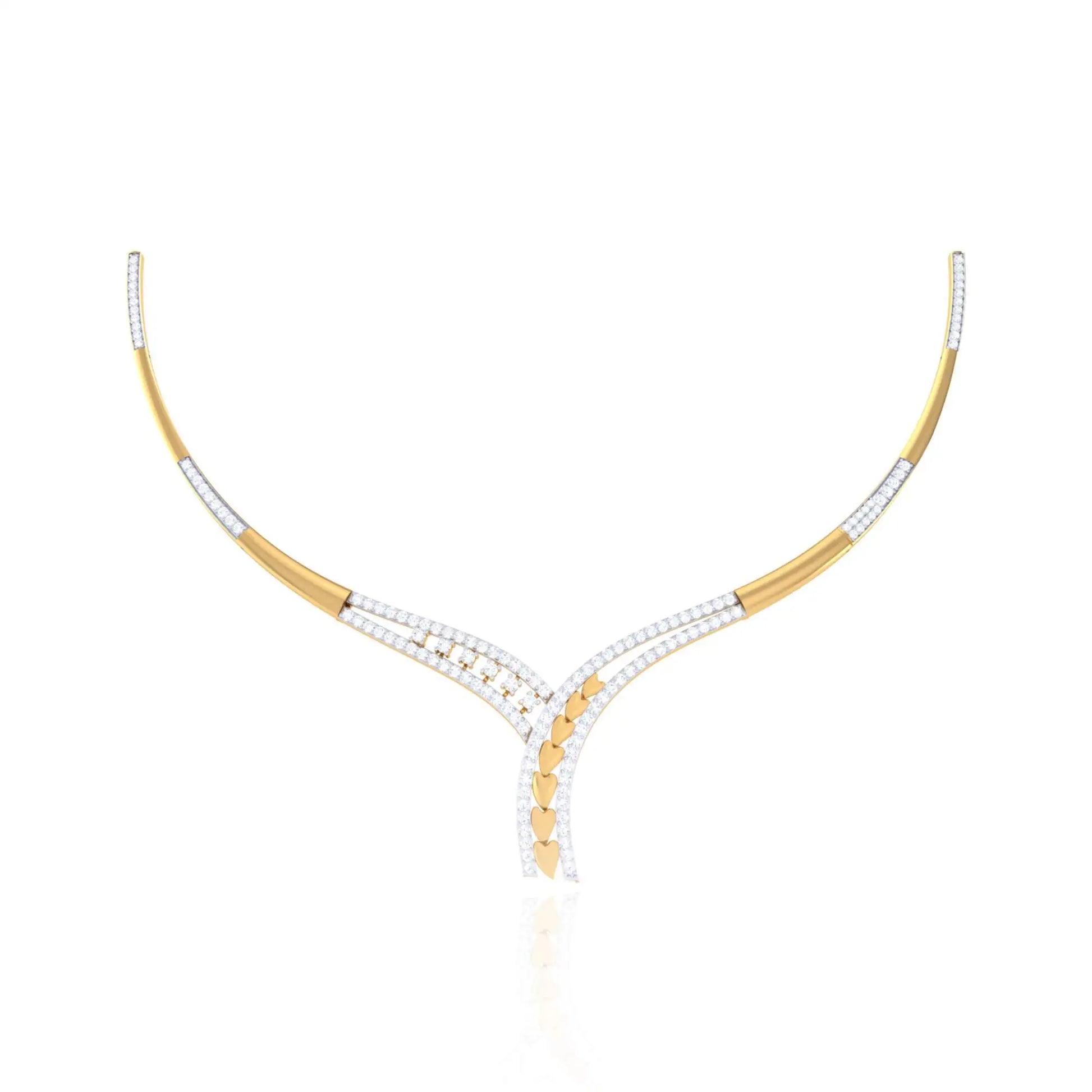 925 Silver Heart Motif Rose Gold & CZ Women's Necklace