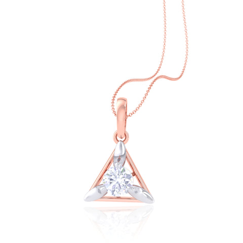 925 Silver Triangle Solitaire Pendant with Chain for Women