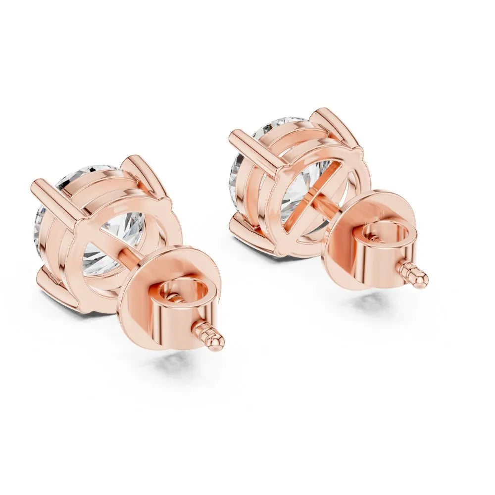 ORYNIO Classic Round Four-Prong Solitaire Stud Earrings in 925 Sterling Silver