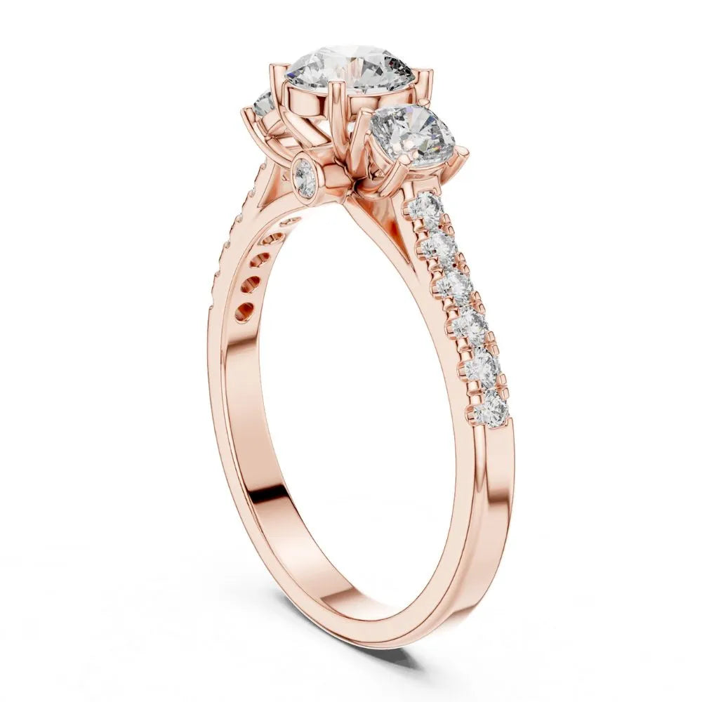 Orynio ORYNIO Radiance Three Stone Pavé Ring in 925 Sterling Silver 92.5 silver jewellery