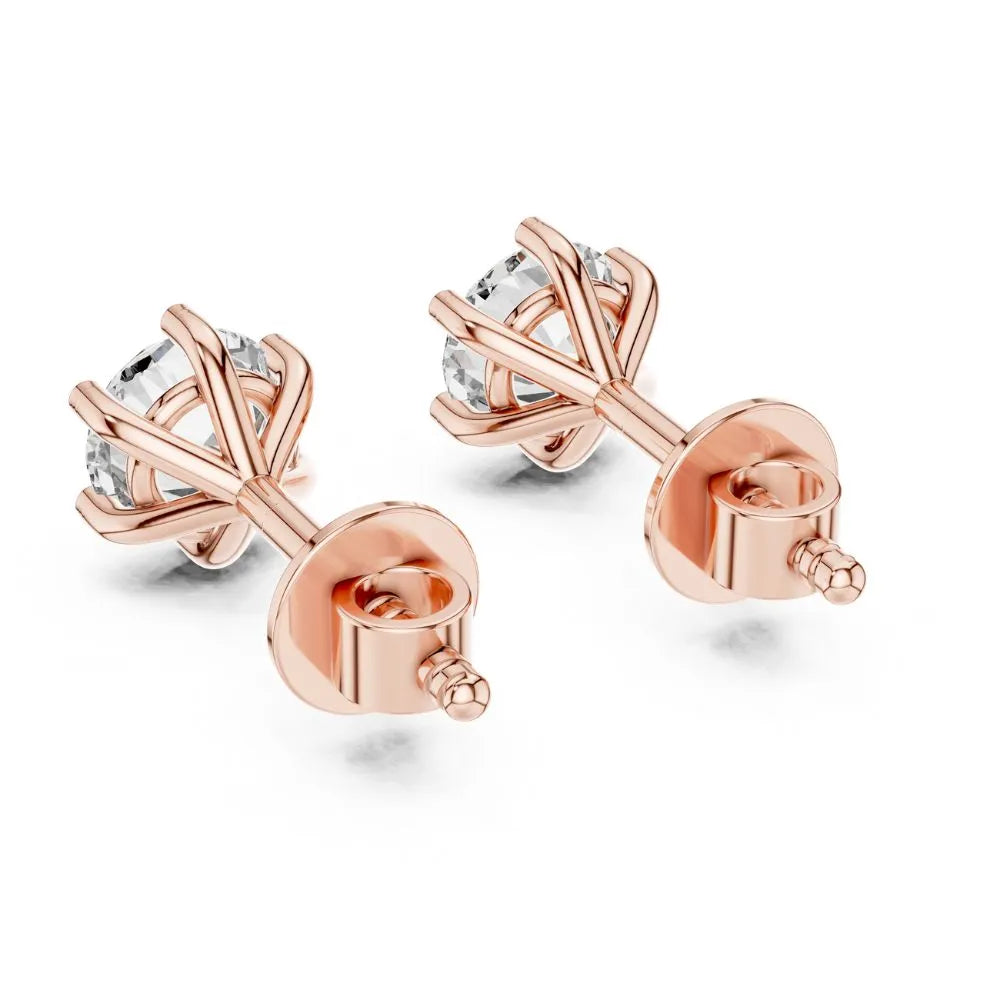 ORYNIO Crown Six-Prong Solitaire Stud Earrings in 925 Sterling Silver
