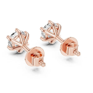 ORYNIO Crown Six-Prong Solitaire Stud Earrings in 925 Sterling Silver