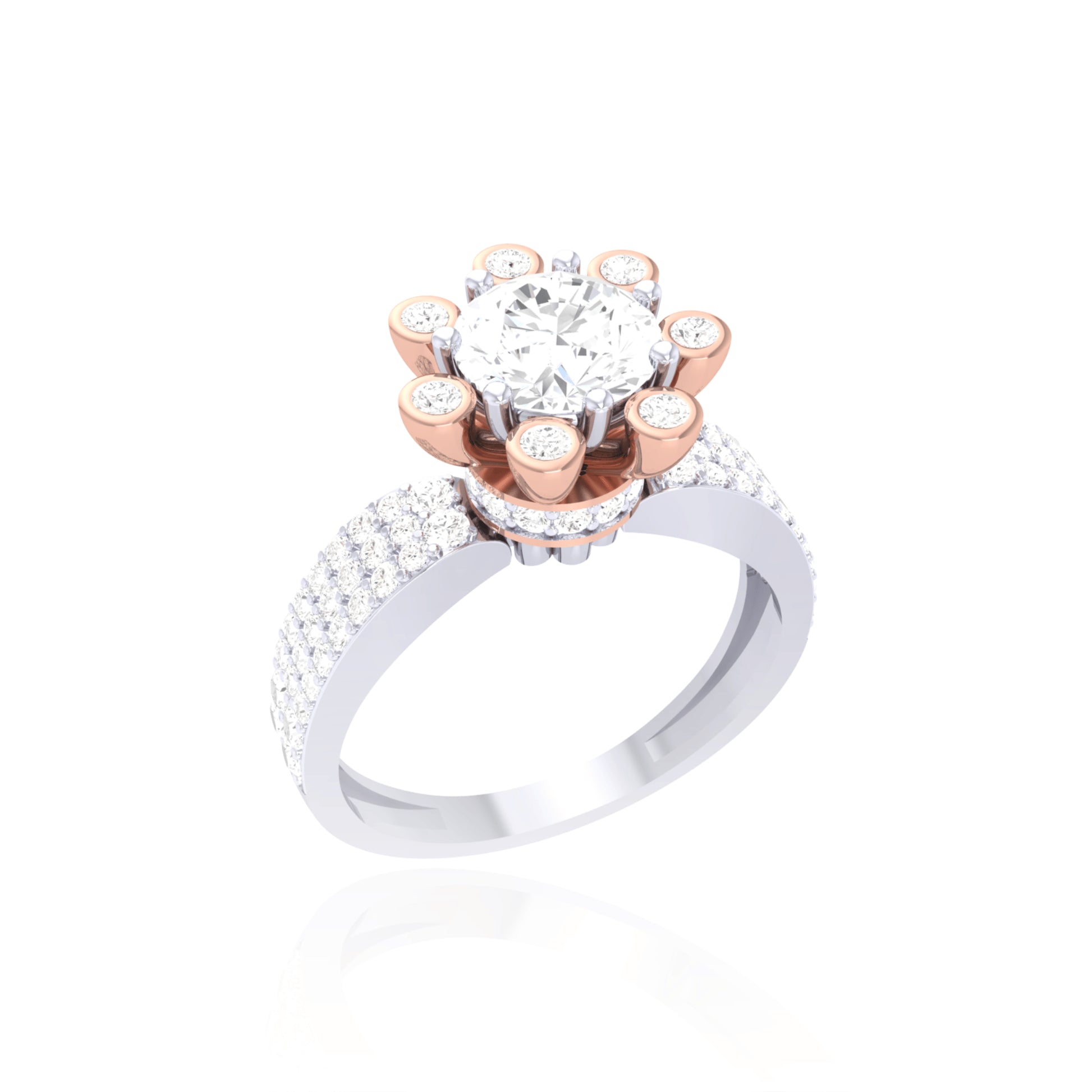 925 Silver Two-Tone Solitaire Ring for Women