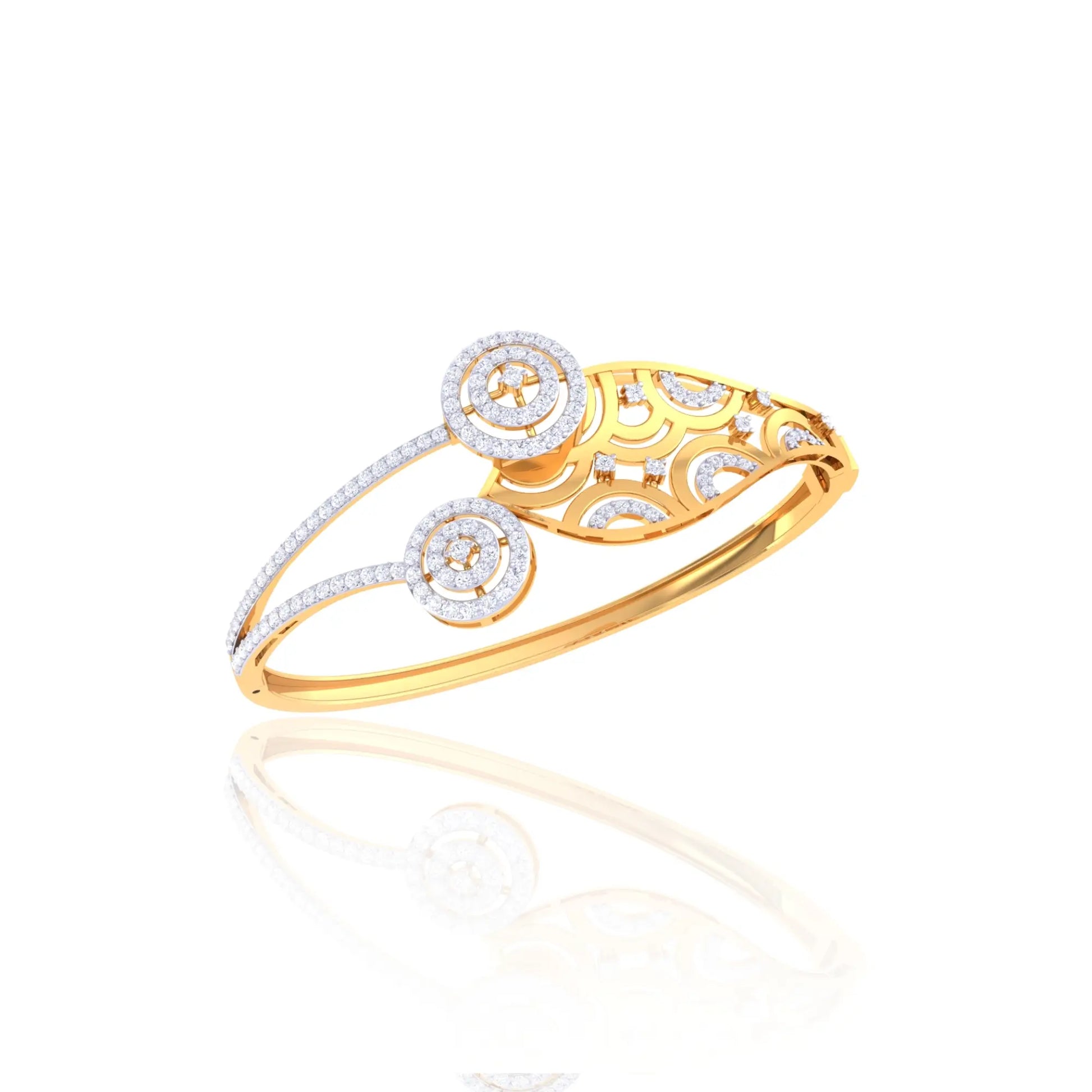925 Silver Dual Spiral Design Rose Gold Women’s Bangle with Zircon Accents

