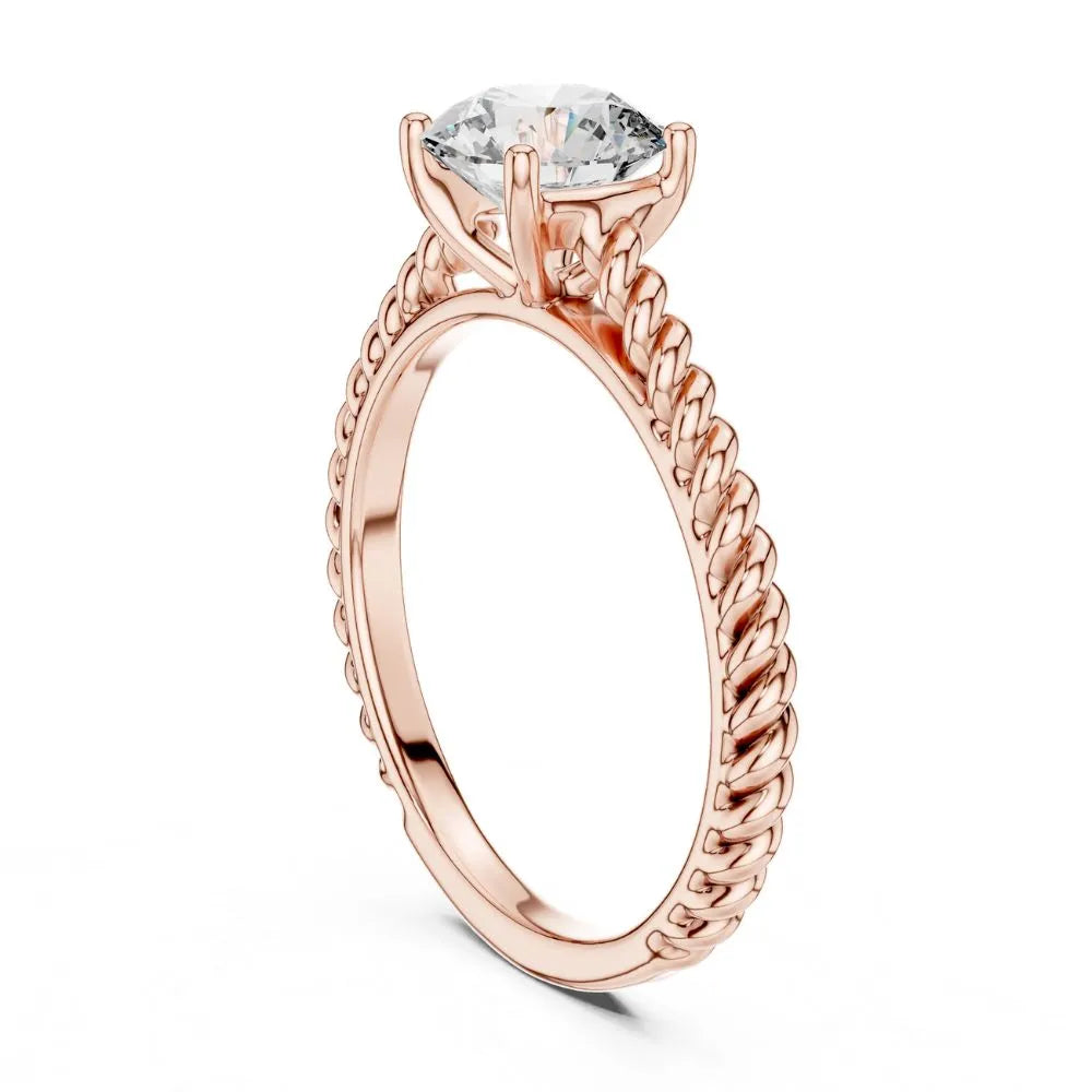 Vintage Rope Solitaire Ring in 925 Sterling Silver | ORYNIO