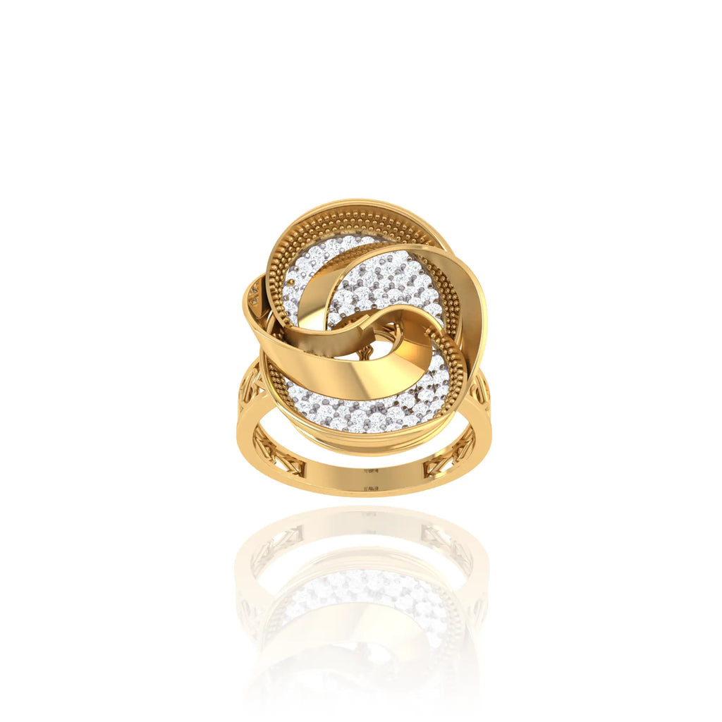 925 Silver Dual Tone Twisted Loop Diamond Ring for Women