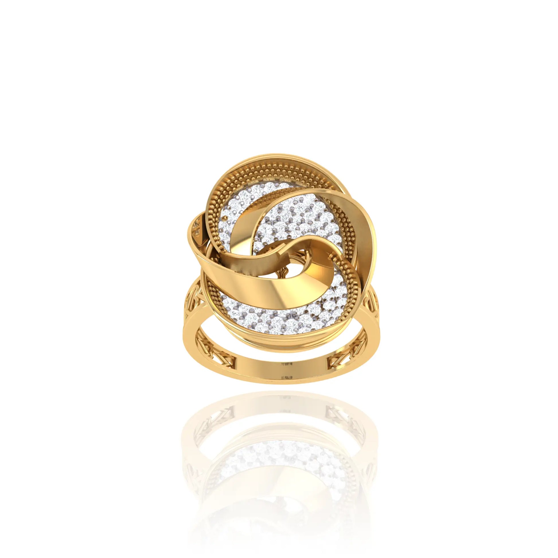 925 Silver Dual Tone Twisted Loop Diamond Ring for Women