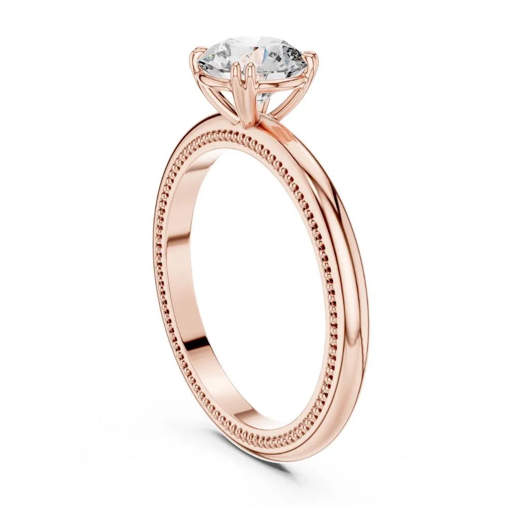 Milgrain Solitaire Ring in 925 Sterling Silver | ORYNIO