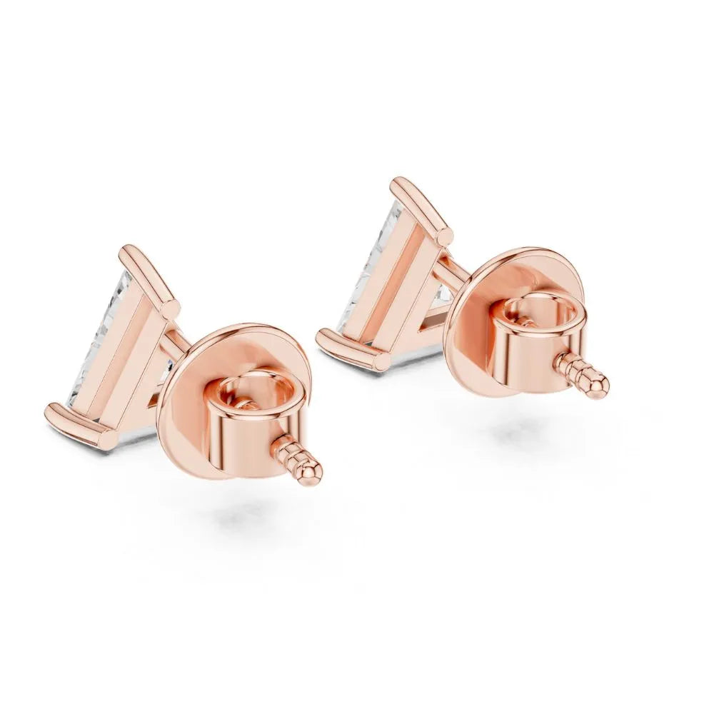 ORYNIO Trillion Cut Solitaire Stud Earrings in 925 Sterling Silver