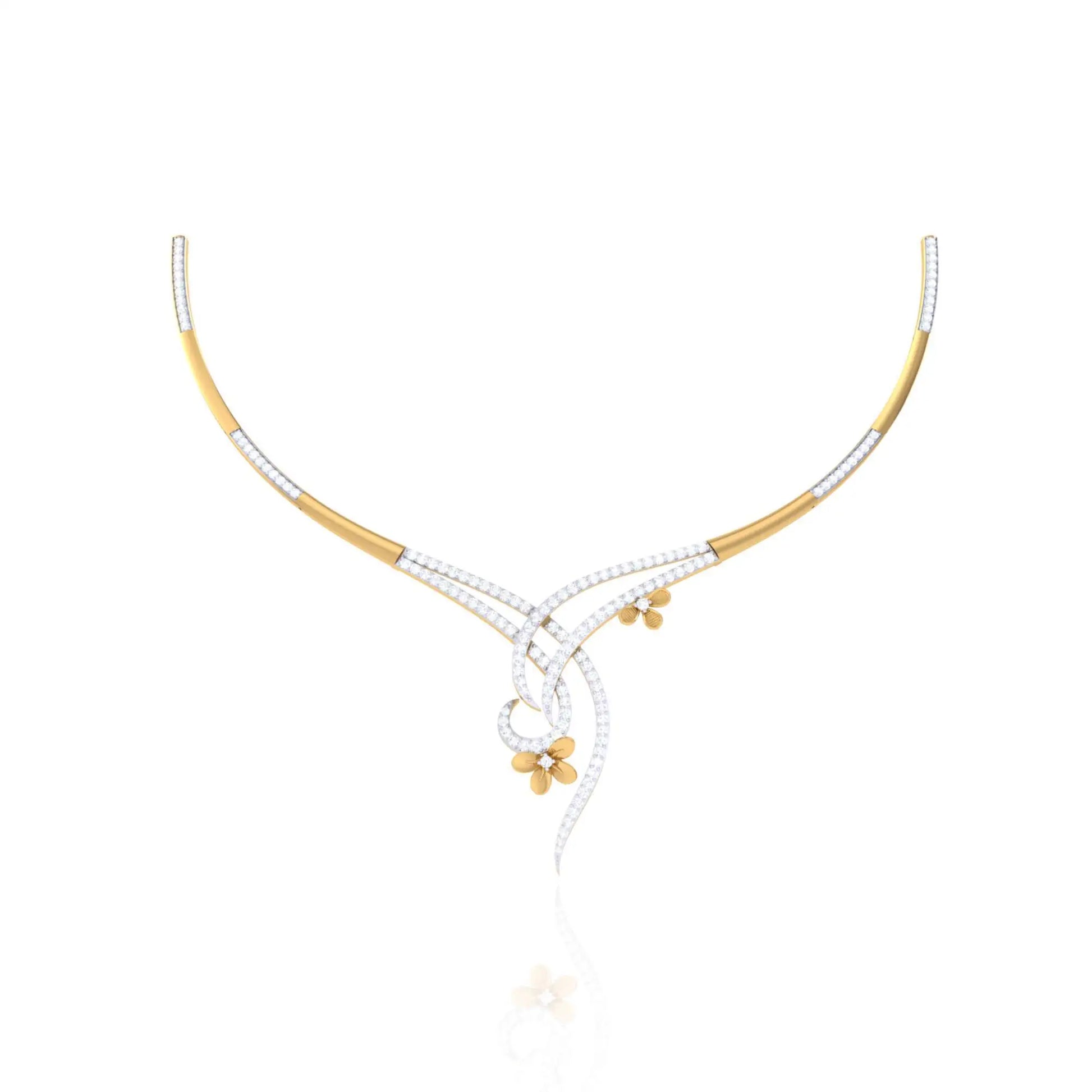 Charming 92.5 Silver Women's Necklace with Rose Gold & Diamond-like Detailing