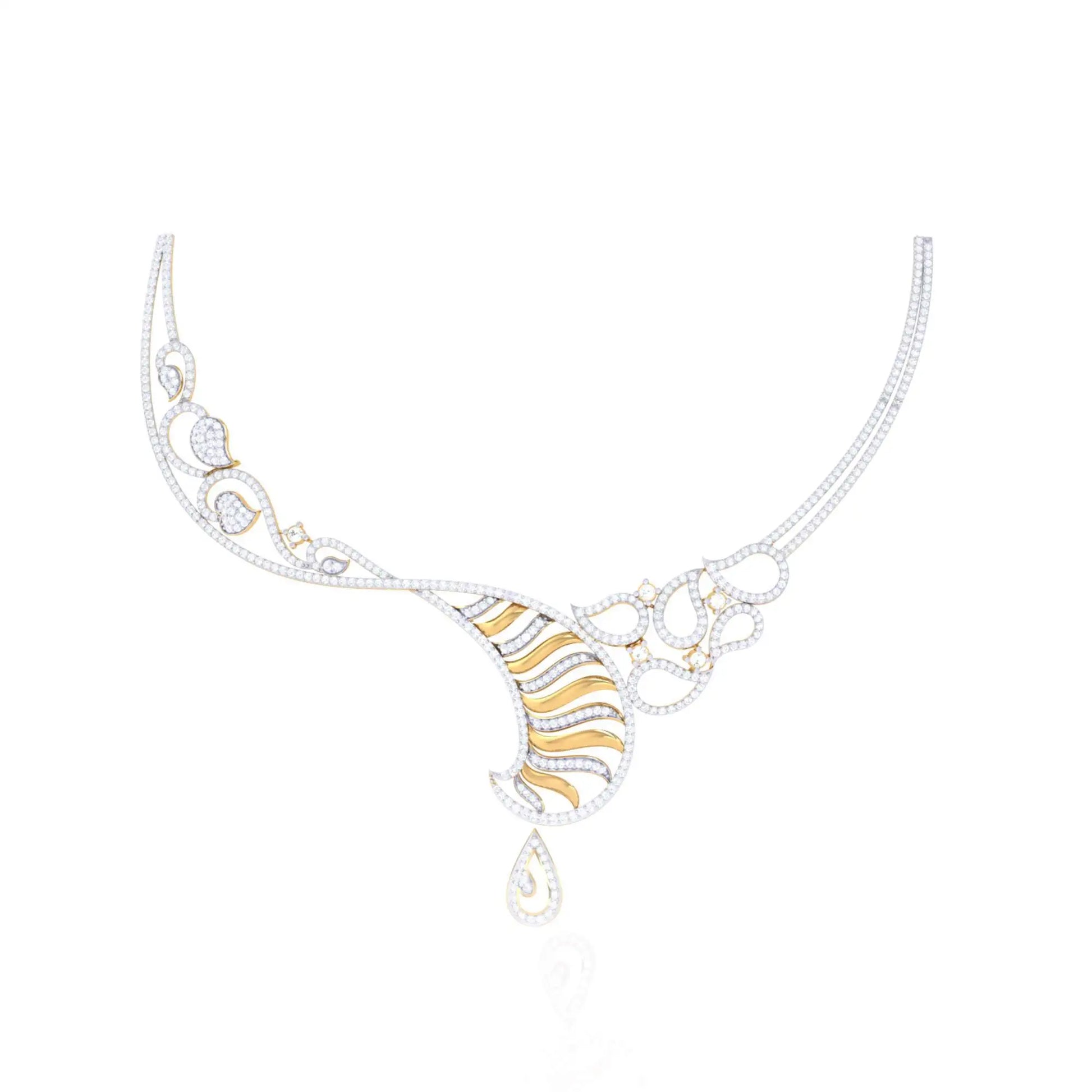 925 Silver Rose Gold Necklace with Diamond Detailing for Women